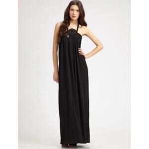 Anthropologie Leifsdottir Black Halter Maxi Dress Size Small